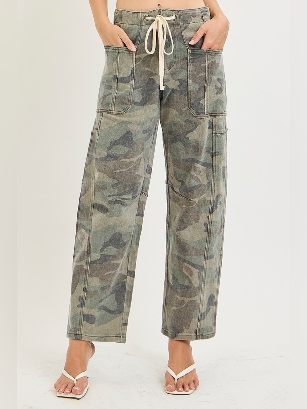 PGC21969 CAMO Risen SLOUCHY CROP BARREL CAMO PANTS - Picture 1 of 4